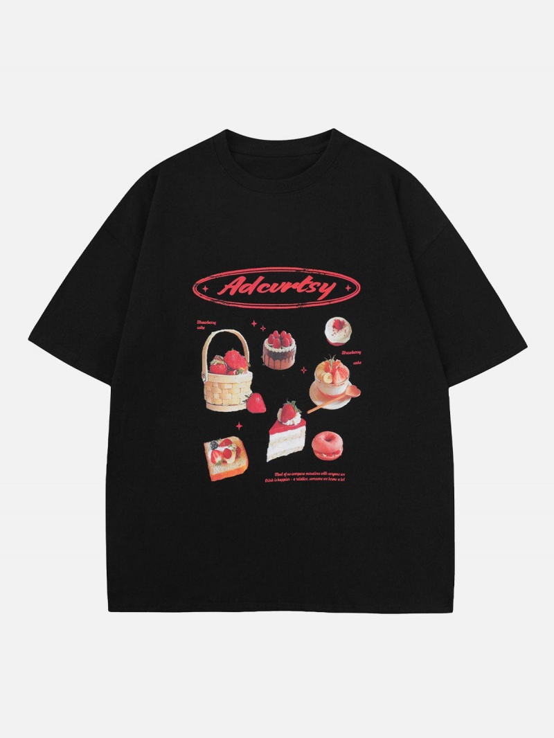 Grise  T Shirts Aelfric Eden Strawberry Cake Print Tee - TIC-3207147